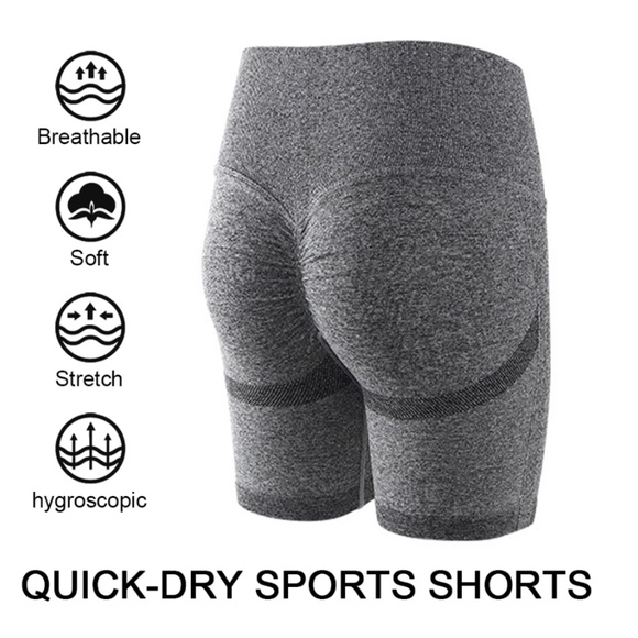 Bubble Butt Gray Seamless High Waist Shorts - Picture 12 of 16